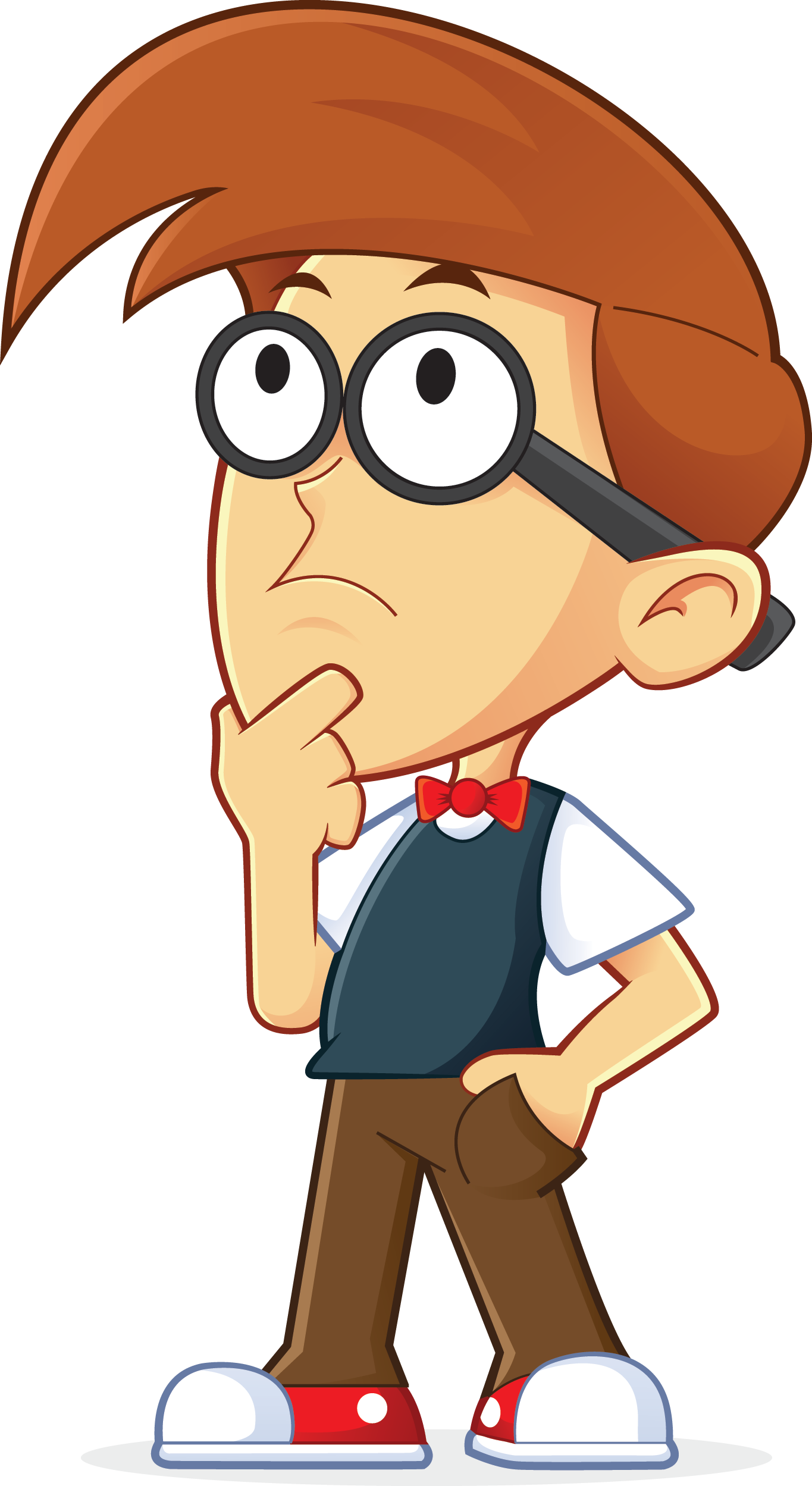A Cartoon Of A Boy With Glasses And A Bow Tie