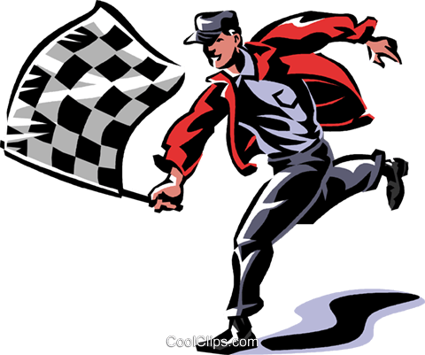 A Man Running With A Checkered Flag