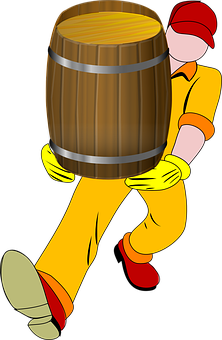 A Cartoon Of A Man Carrying A Barrel