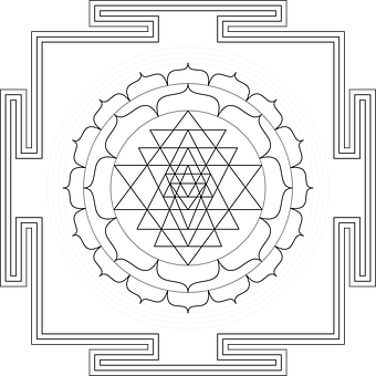 A Black And White Drawing Of A Sacred Geometry