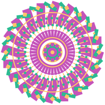 A Circular Pattern With Different Colored Shapes