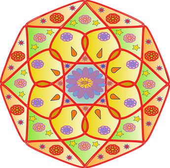 A Colorful Circular Pattern With A Flower