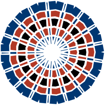 A Circular Pattern With Blue And Red Lines