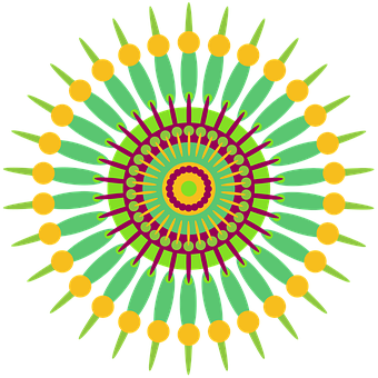A Circular Design With Yellow And Green Leaves