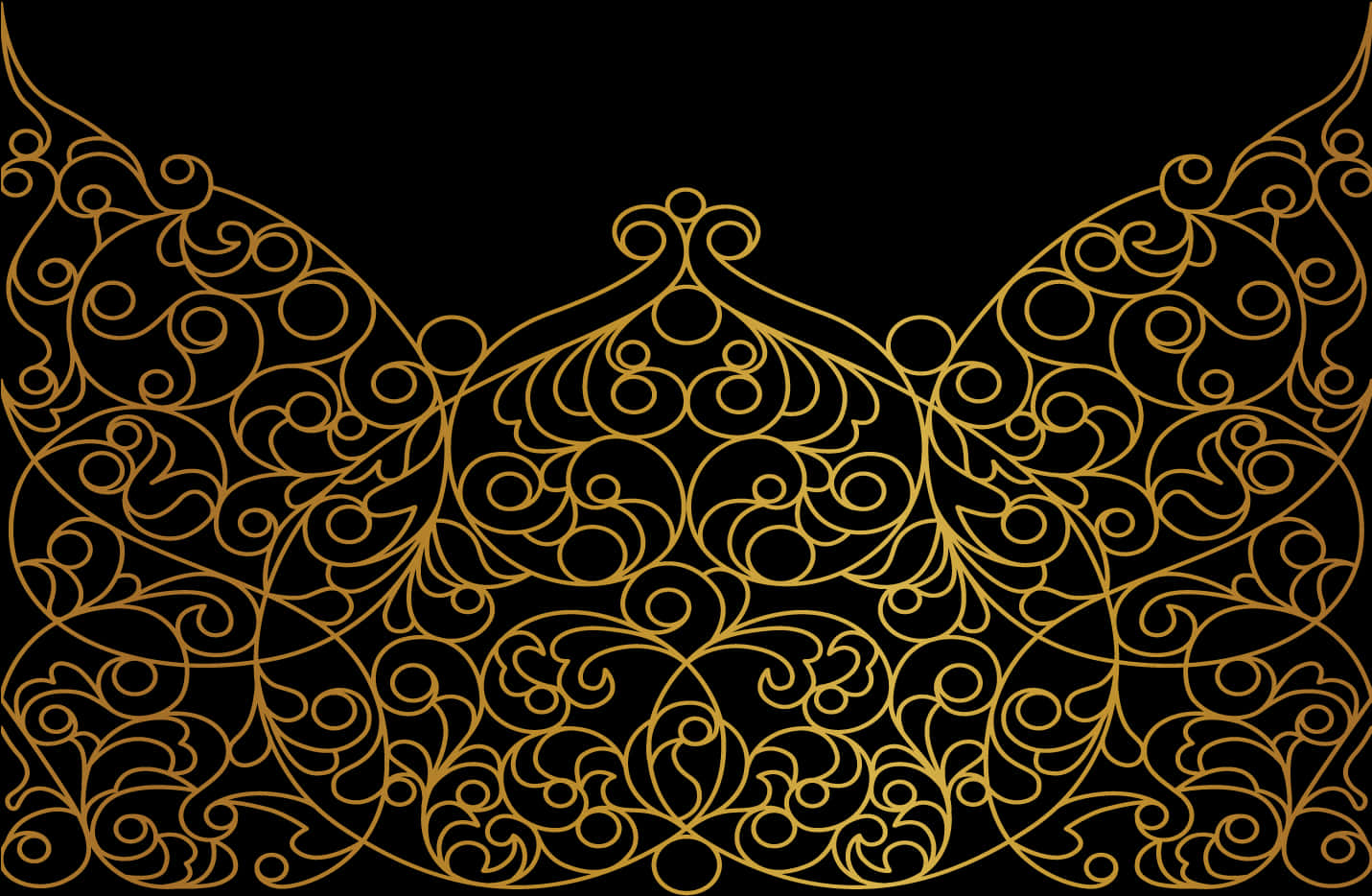 A Gold Ornate Design On A Black Background