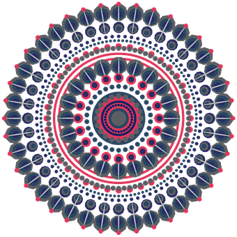 A Circular Design With Pink And Blue Dots