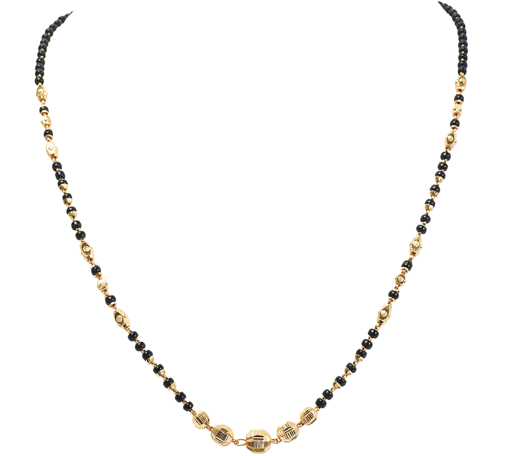 A Necklace With Black And Gold Beads