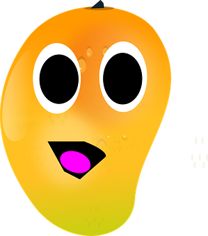 A Yellow Face With Black Eyes And A Pink Nose