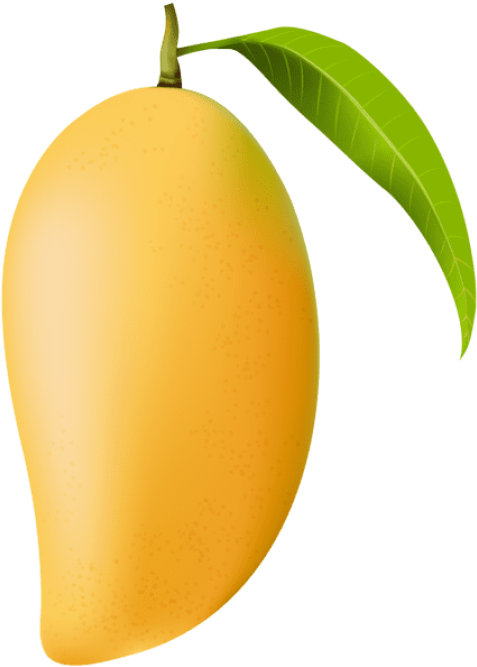 A Yellow Fruit With A Green Leaf