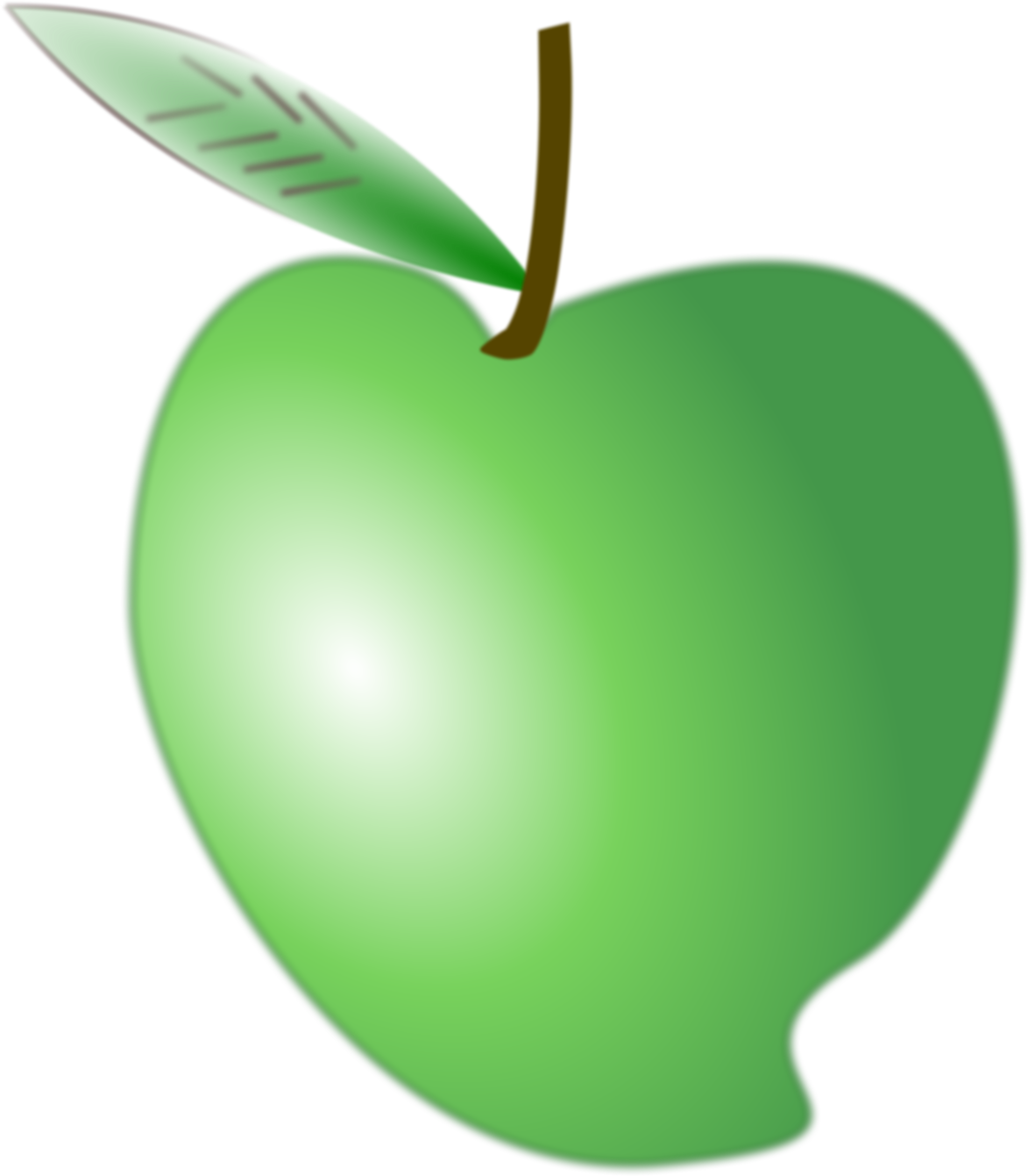 A Green Apple With A Leaf