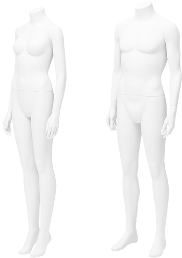 Two White Mannequins With Black Background