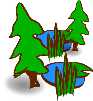 A Drawing Of Trees And Water