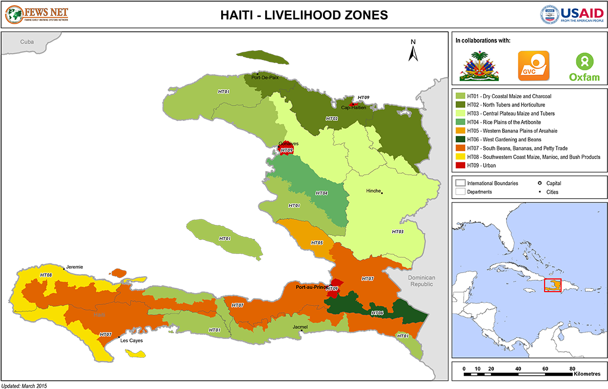 A Map Of Haiti With Different Colored Areas
