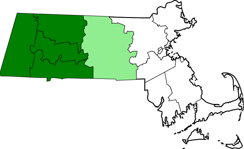 Map Of Massachusetts Highlighting Western Counties - Map Of Massachusetts Towns, Hd Png Download