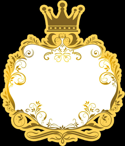 A Gold Crown And Swirls With A Black Background