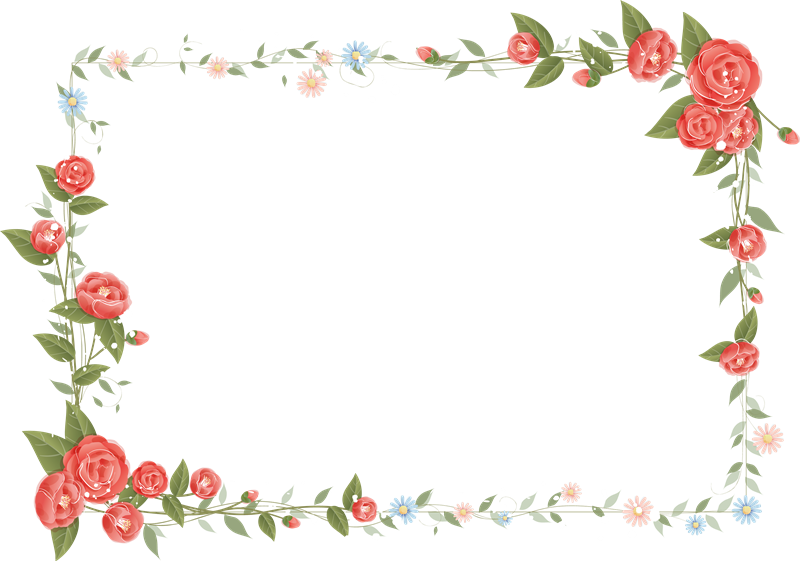 A Rectangular Frame Of Flowers And Leaves