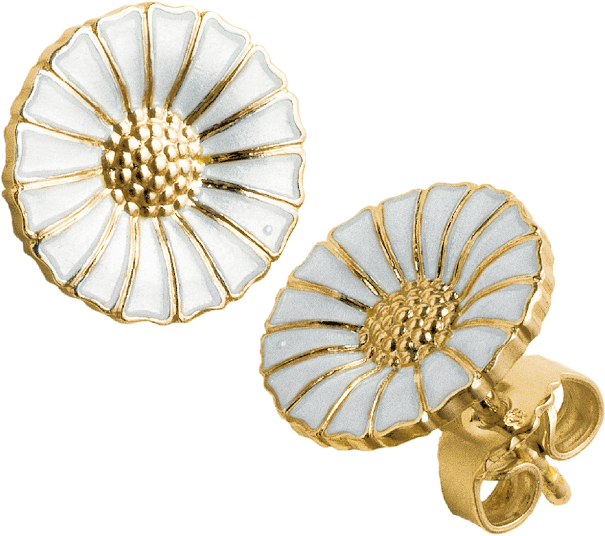 A Pair Of Earrings With A Flower Design