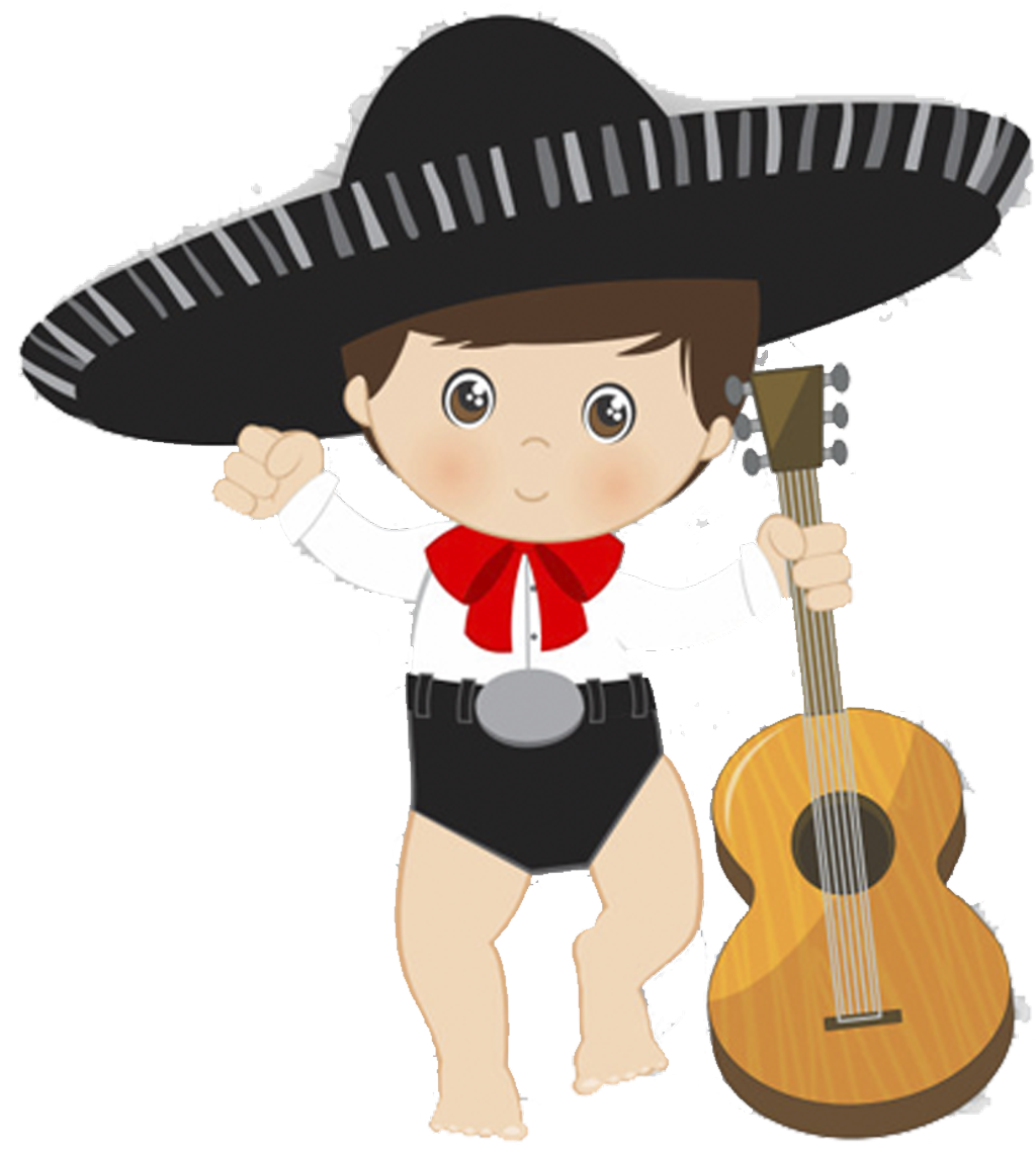 A Baby Wearing A Sombrero Holding A Guitar