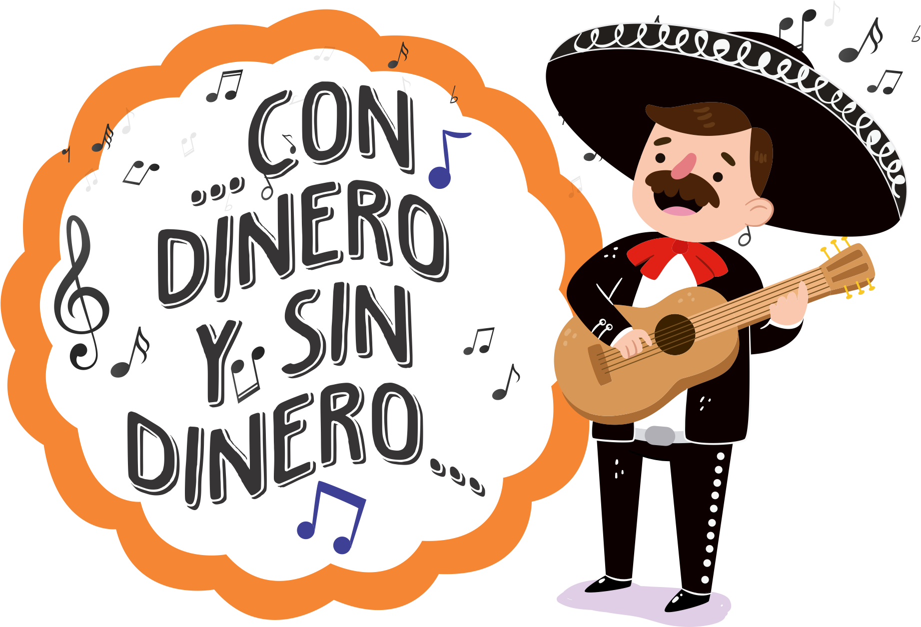 A Cartoon Of A Man In A Sombrero Playing A Guitar
