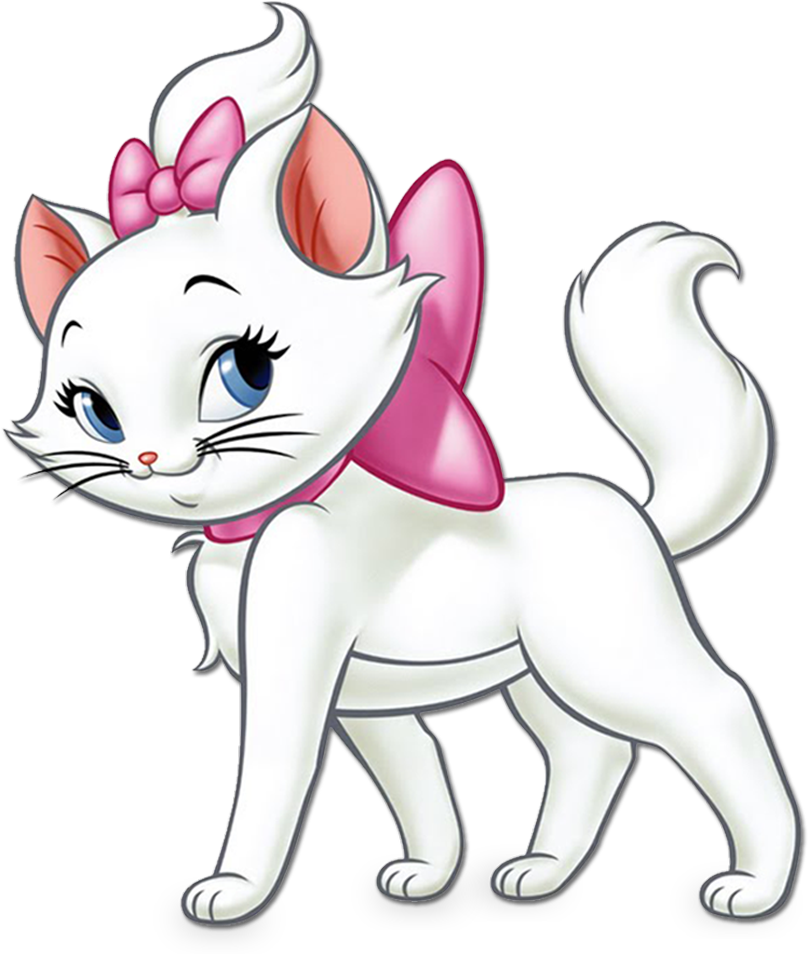 A Cartoon Of A Cat With A Pink Bow