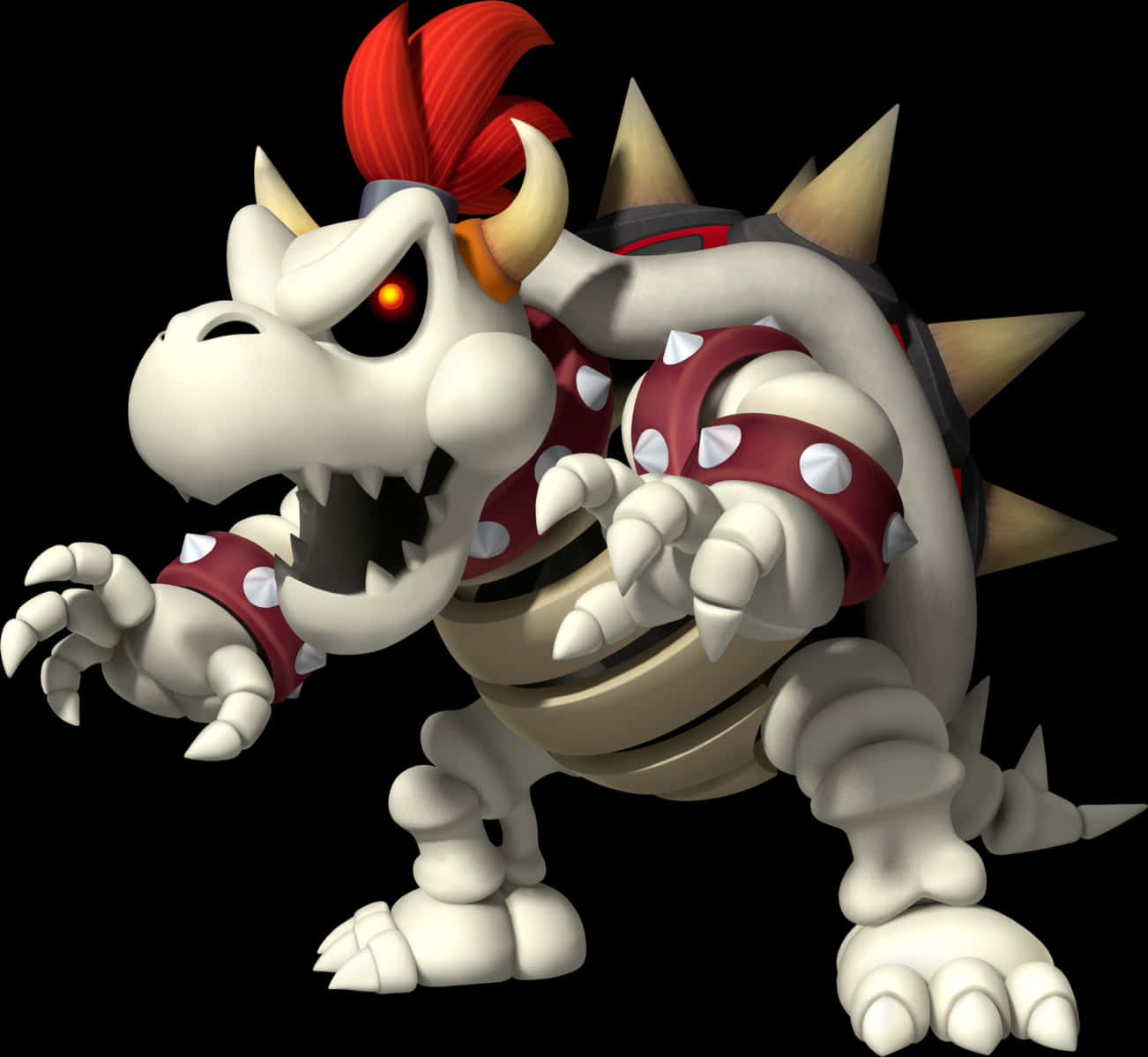 A Cartoon Character Of A White Dinosaur With Red Spikes