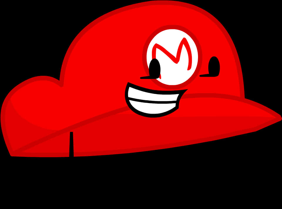 A Cartoon Red Hat With A White Logo