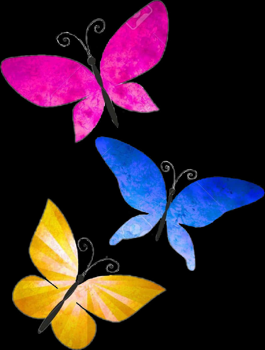 Three Colored Mariposas