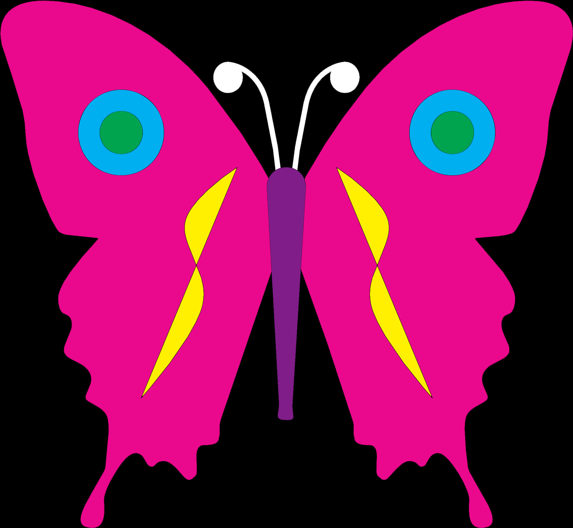 A Pink Butterfly With Yellow And Blue Spots