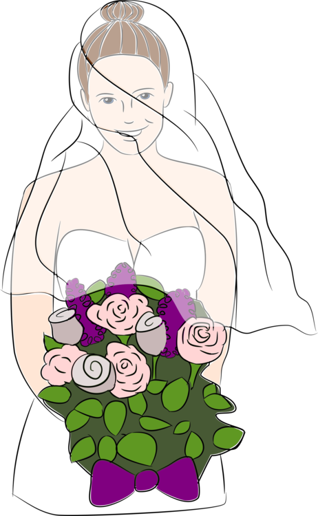 A Woman Wearing A Veil Holding A Bouquet Of Flowers