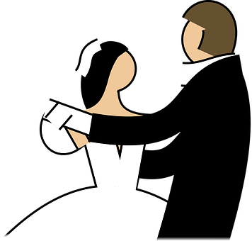 A Man And Woman In A White Dress