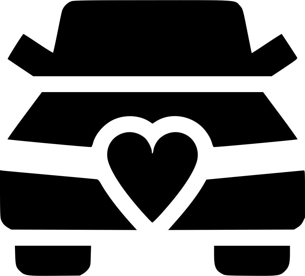 A Black And White Image Of A Car With A Heart