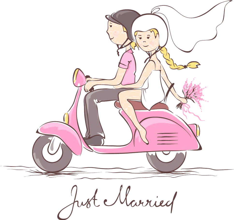 A Couple On A Pink Scooter