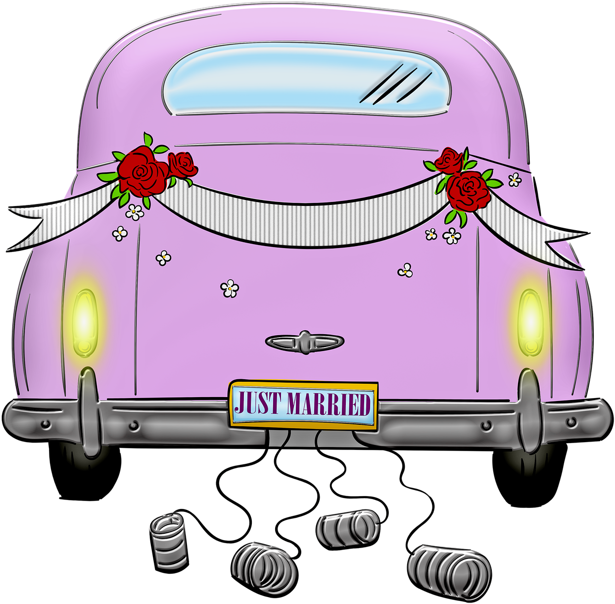 A Cartoon Of A Pink Car
