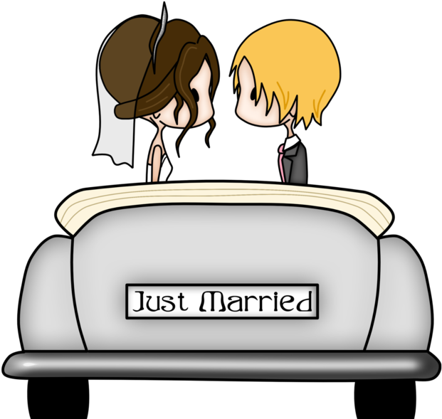 Cartoon Of A Couple In Wedding Attire