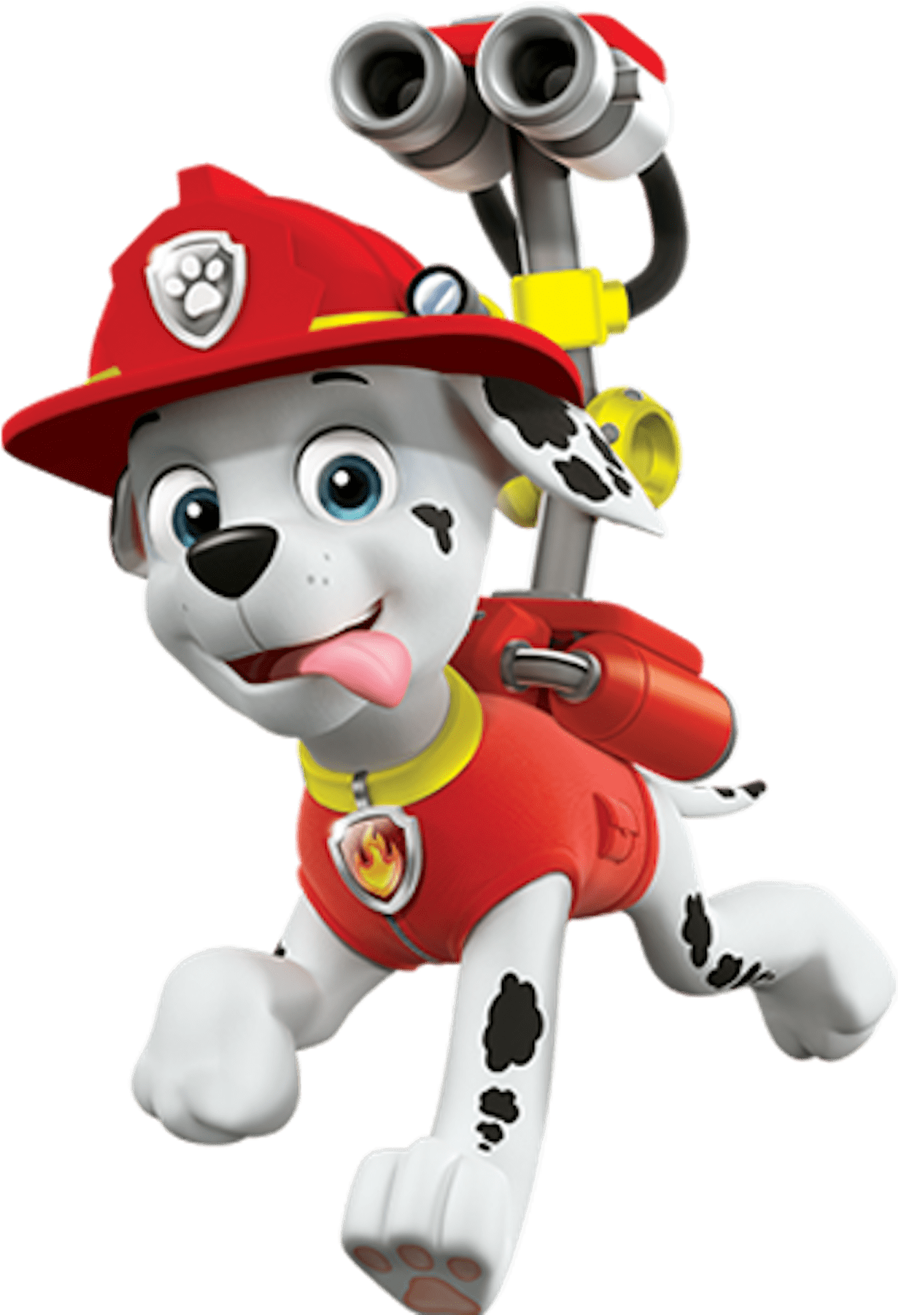 A Cartoon Dog Wearing A Firefighter Outfit