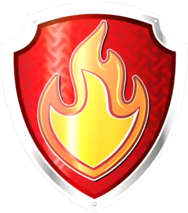 A Red Shield With A Yellow Flame On It