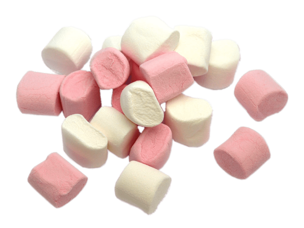 A Group Of Pink And White Marshmallows