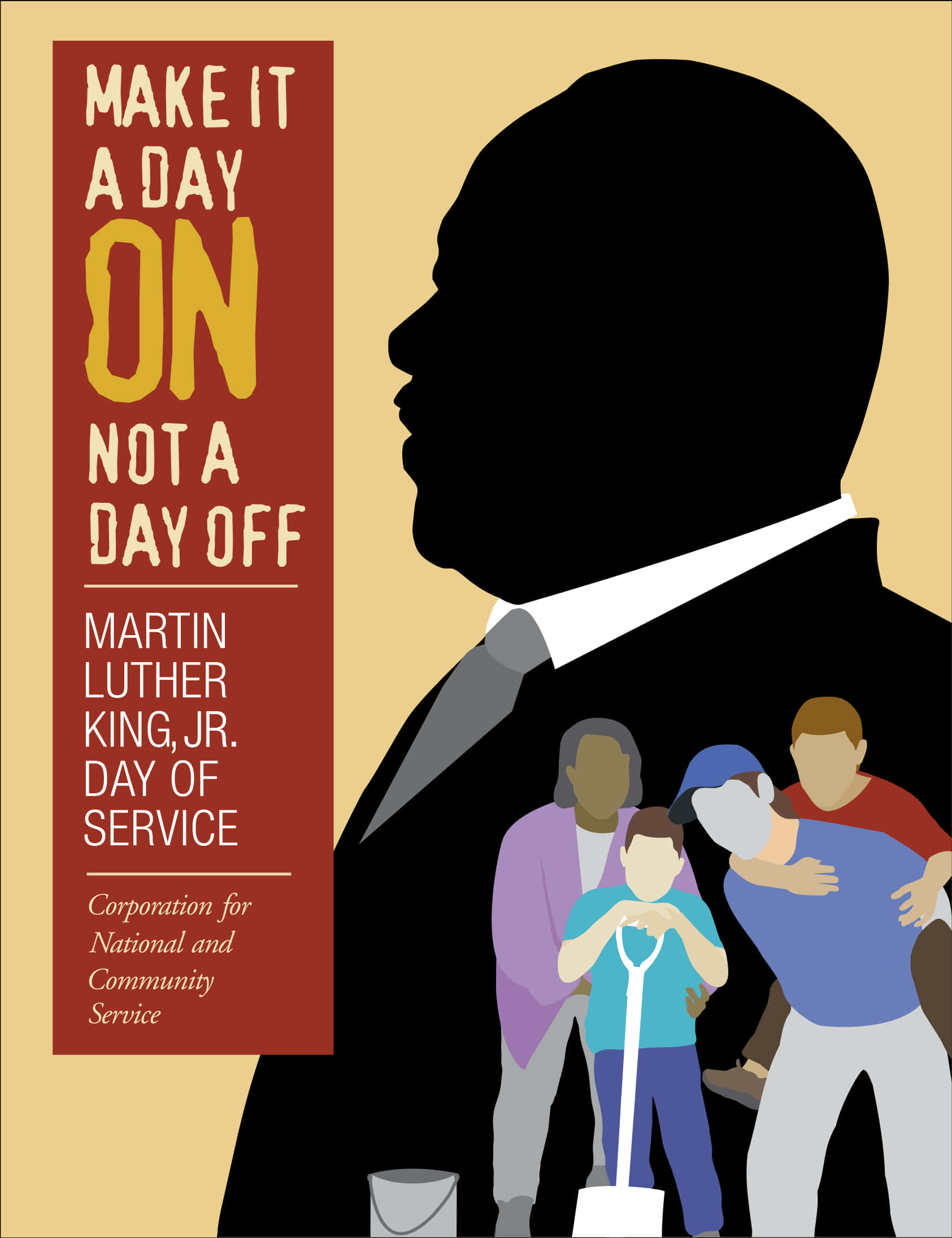 A Poster Of A Man With A Silhouette Of A Man And People