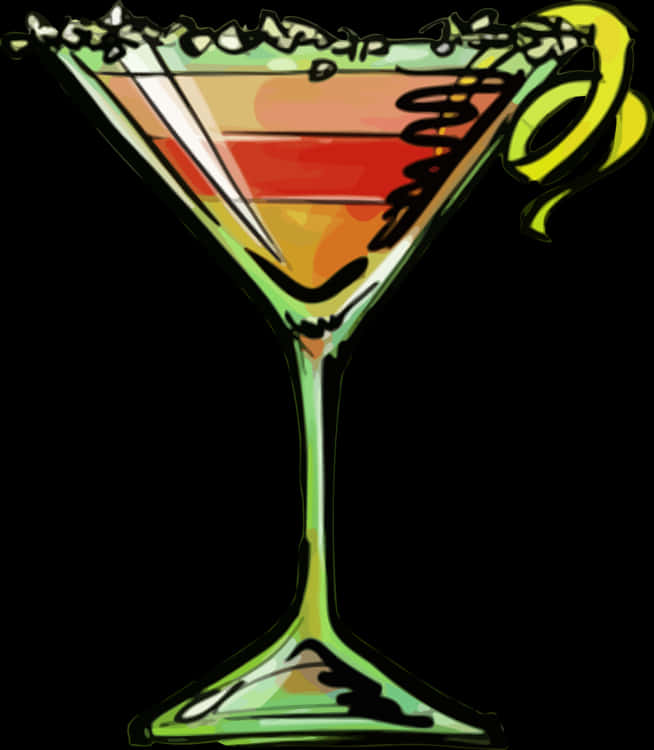 A Colorful Drink In A Martini Glass