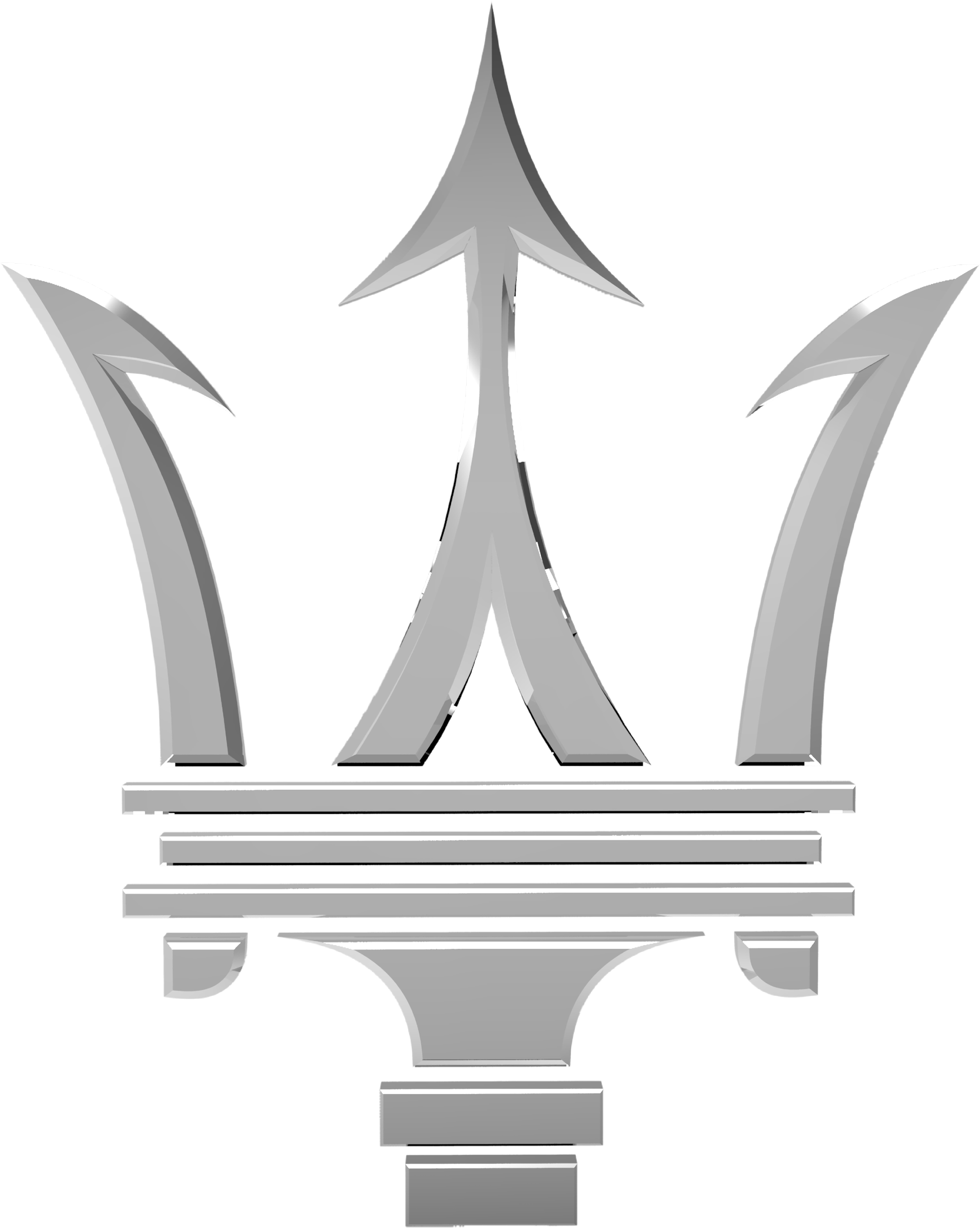 A Silver Logo With Three Arrows
