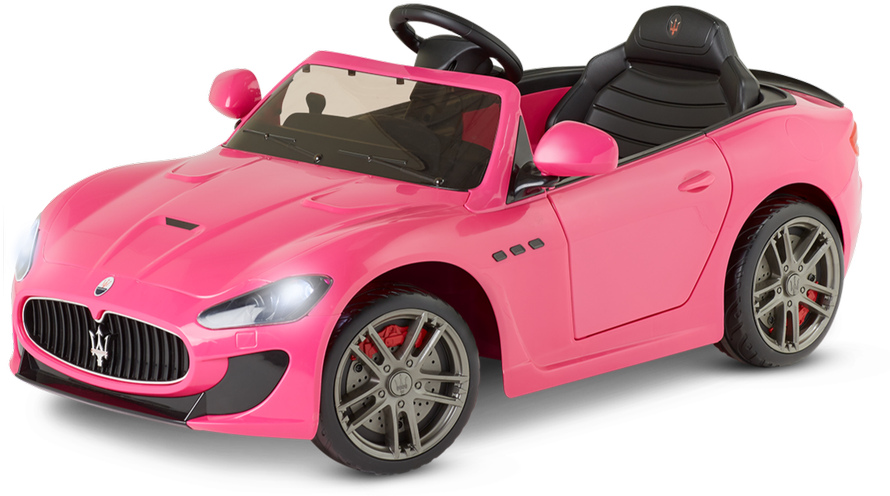 A Pink Toy Car With A Black Seat