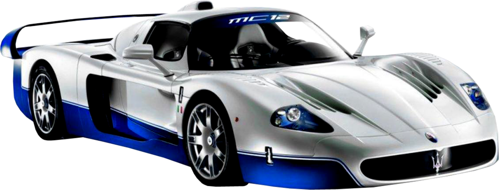 A White And Blue Sports Car