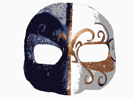 A Mask With Gold And Blue Designs