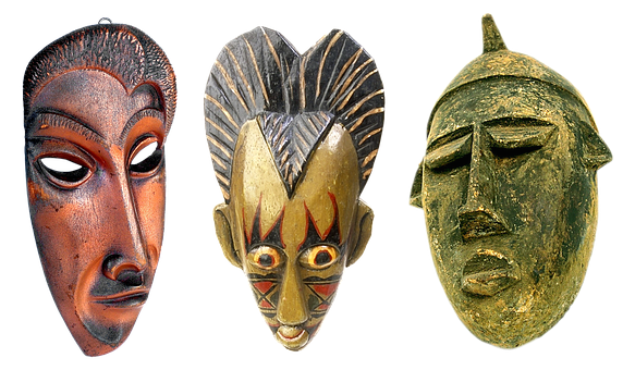 A Group Of Wooden Masks