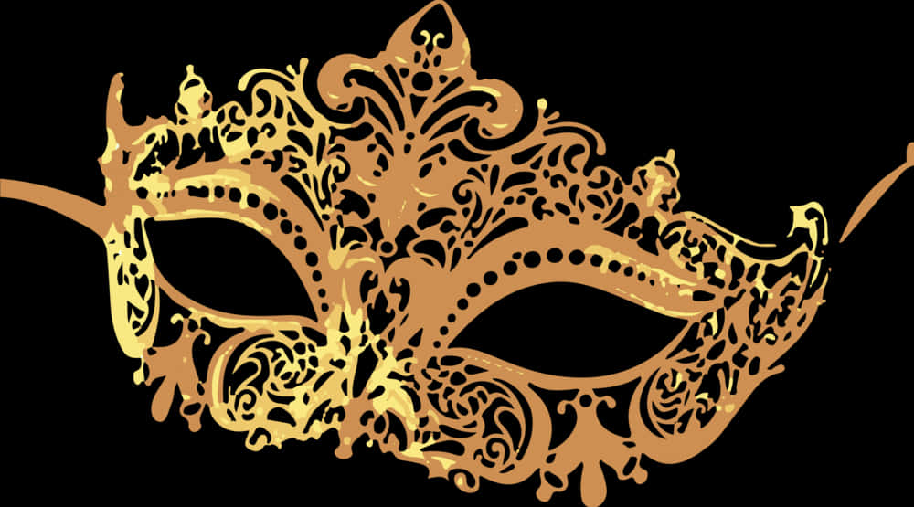 A Gold Mask On A Black Background