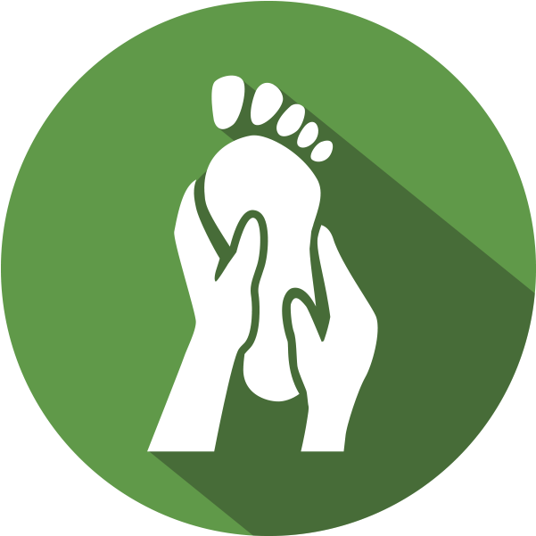A White Icon Of Hands Holding A Foot
