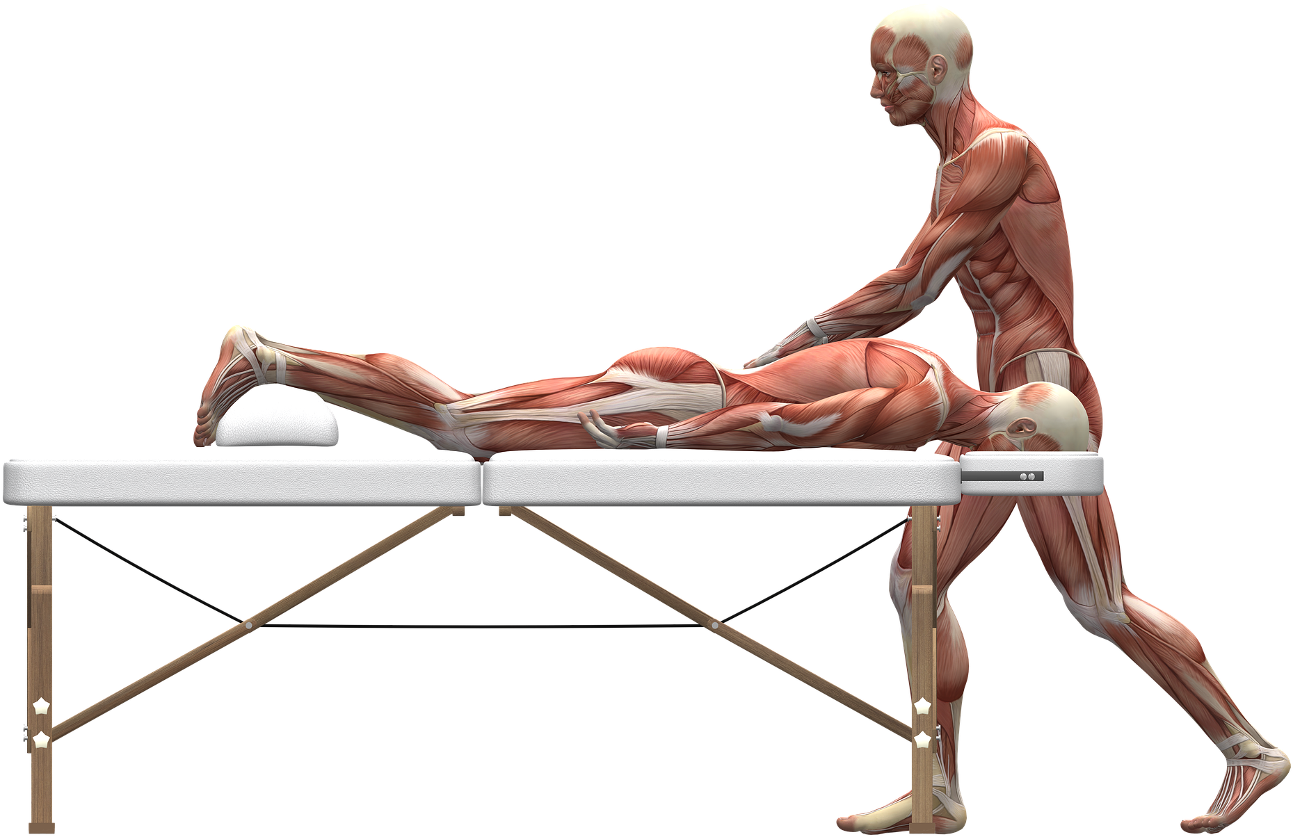 A Man With Muscles On A Massage Table