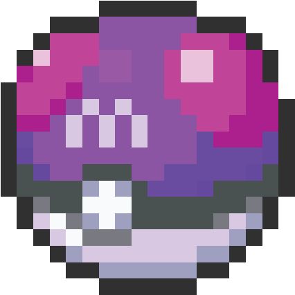 A Pixelated Cartoon Of A Purple And Black Ball