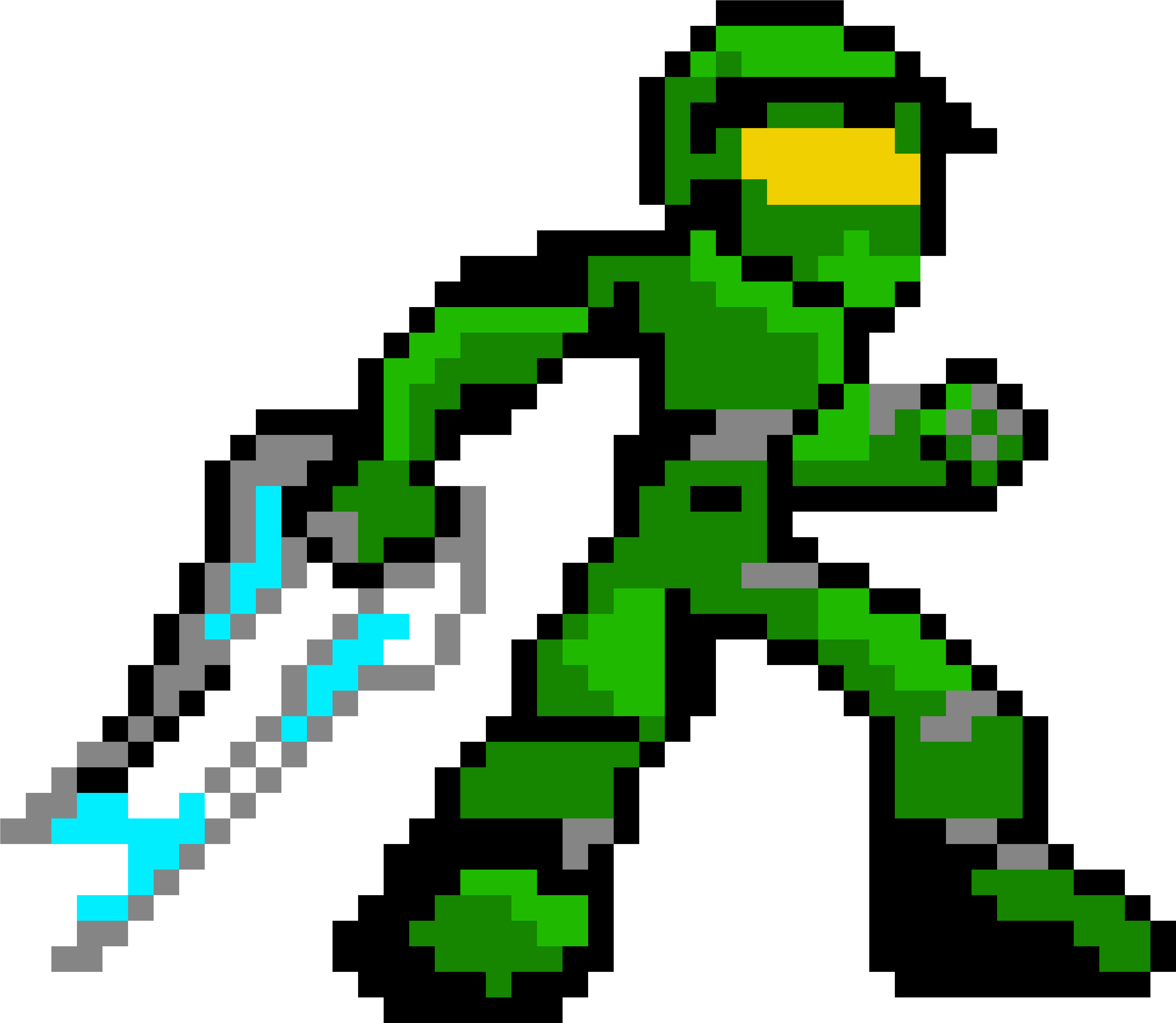A Pixel Art Of A Green Character