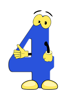 A Cartoon Character With Hands On The Back Of The Number Four
